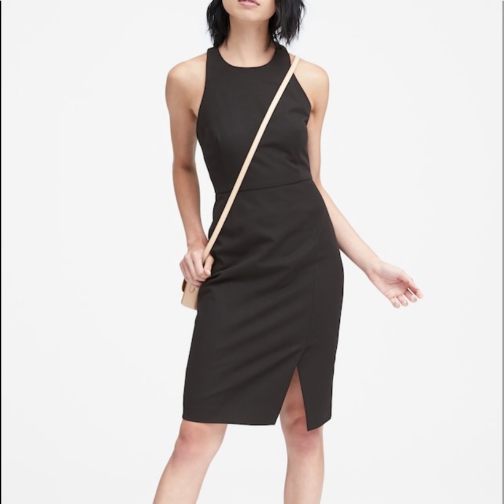 Banana Republic Black Bi-Stretch Racer Neck Sheath